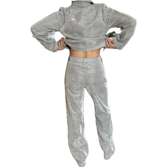 NWT Noli SET Siver Plaid Jacket & Pants. - Picture 12 of 16
